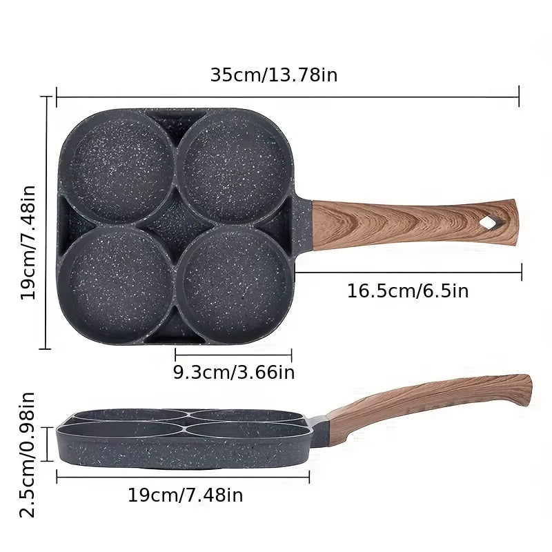 1Pc 4-Hole Non-Stick Egg Frying Pan - Easy to Clean, Heat-Resistant, Durable - Ideal for Omelette, Fried Egg, Pancake, Burger