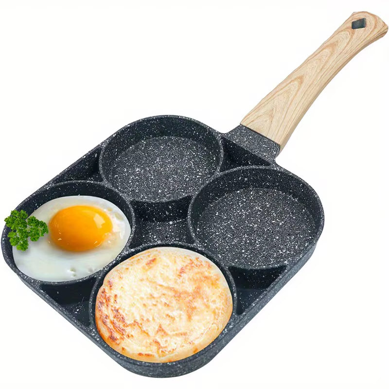 1Pc 4-Hole Non-Stick Egg Frying Pan - Easy to Clean, Heat-Resistant, Durable - Ideal for Omelette, Fried Egg, Pancake, Burger