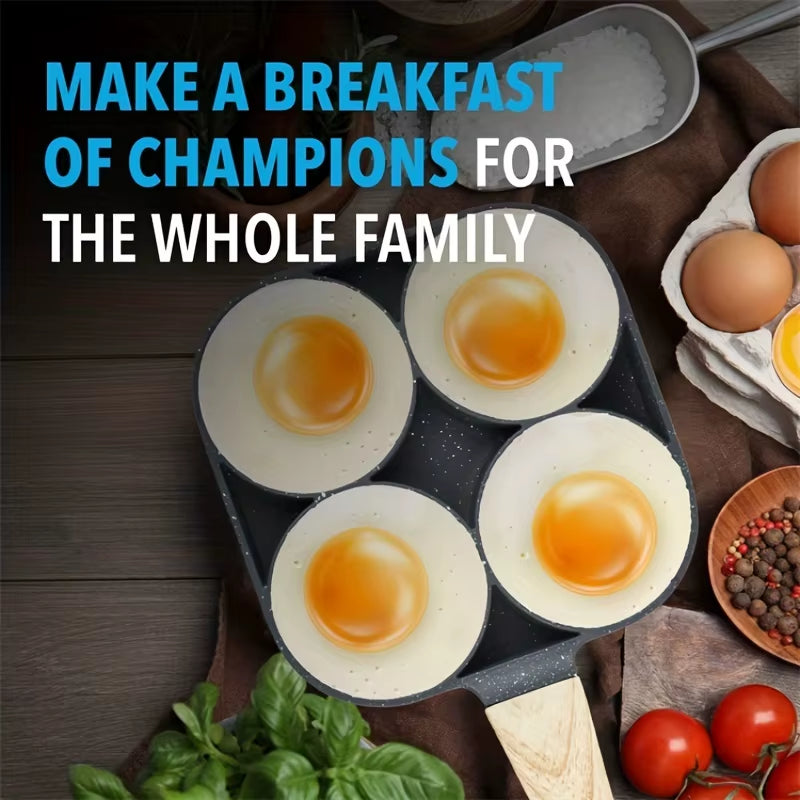 1Pc 4-Hole Non-Stick Egg Frying Pan - Easy to Clean, Heat-Resistant, Durable - Ideal for Omelette, Fried Egg, Pancake, Burger